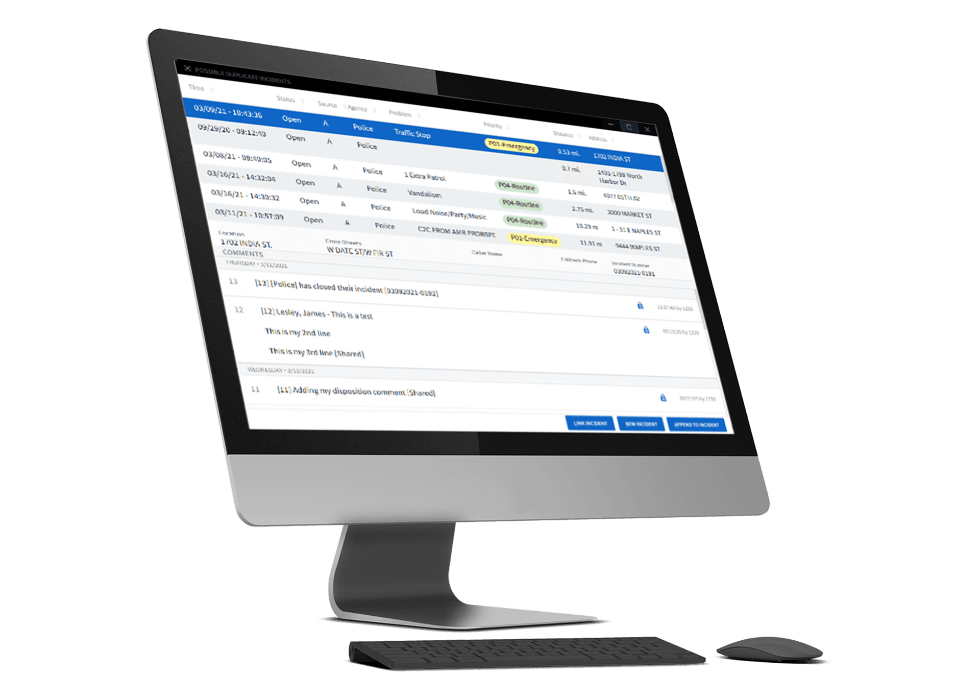 CentralSquare's CAD Enterprise solution shown on a desktop computer.